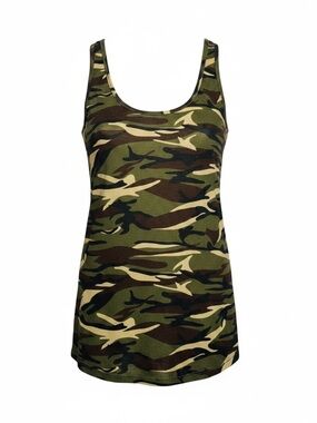 Ladies Camouflage Muscle Tank Top - Olive Camo